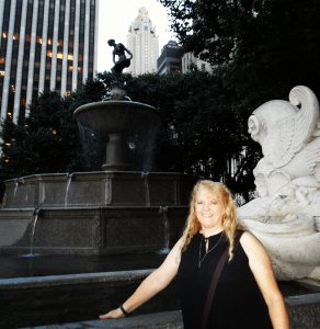 Pulitzer Fountain in Manhattan's Grand Army Plaza, dipping my fingers into the water guarded by the Goddess of Abundance. Feeling lucky now.